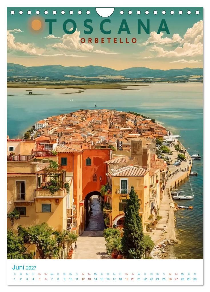 Weitere Ansicht: Toskana - Old School Poster Style (Wandkalender 2027 DIN A4 hoch), CALVENDO Monatskalender | Calvendo, Val Thoermer