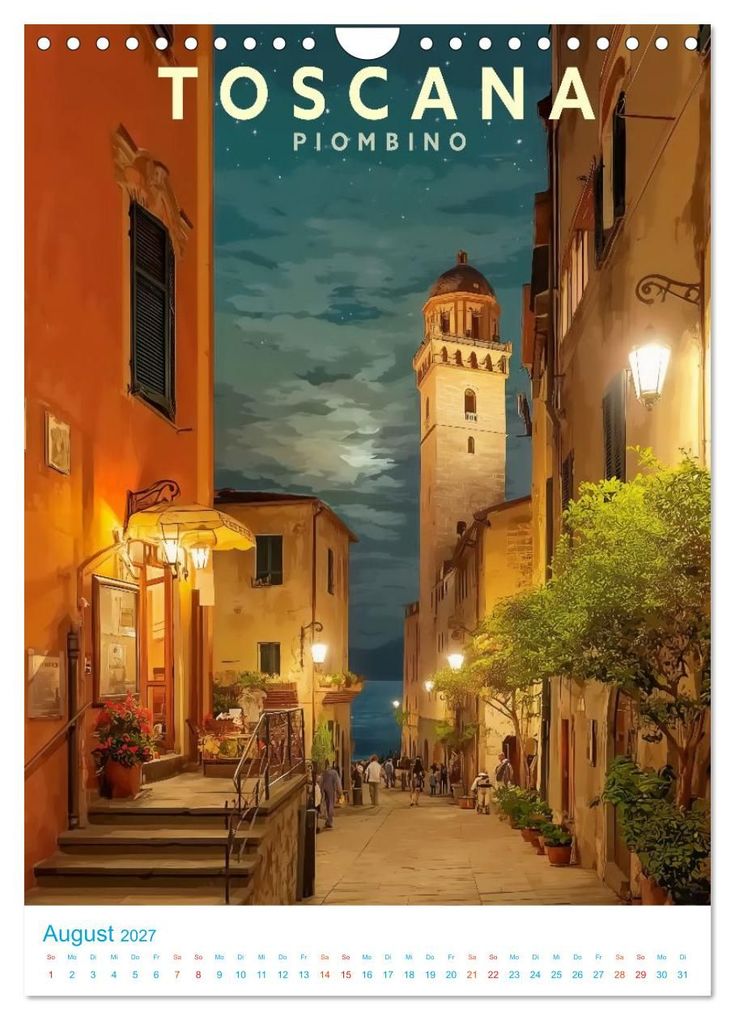 Weitere Ansicht: Toskana - Old School Poster Style (Wandkalender 2027 DIN A4 hoch), CALVENDO Monatskalender | Calvendo, Val Thoermer