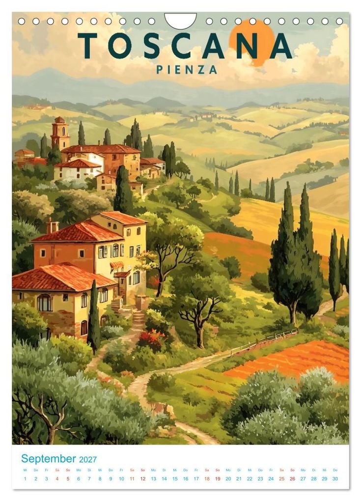 Weitere Ansicht: Toskana - Old School Poster Style (Wandkalender 2027 DIN A4 hoch), CALVENDO Monatskalender | Calvendo, Val Thoermer