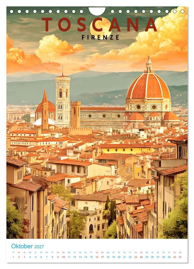 Weitere Ansicht: Toskana - Old School Poster Style (Wandkalender 2027 DIN A4 hoch), CALVENDO Monatskalender | Calvendo, Val Thoermer