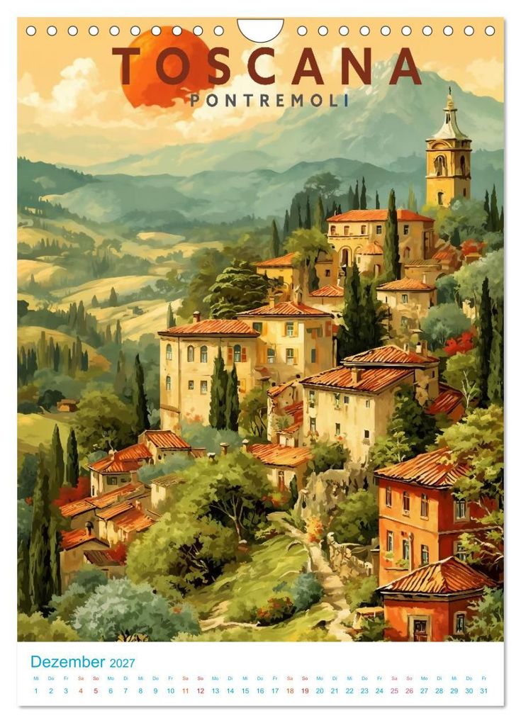 Weitere Ansicht: Toskana - Old School Poster Style (Wandkalender 2027 DIN A4 hoch), CALVENDO Monatskalender | Calvendo, Val Thoermer