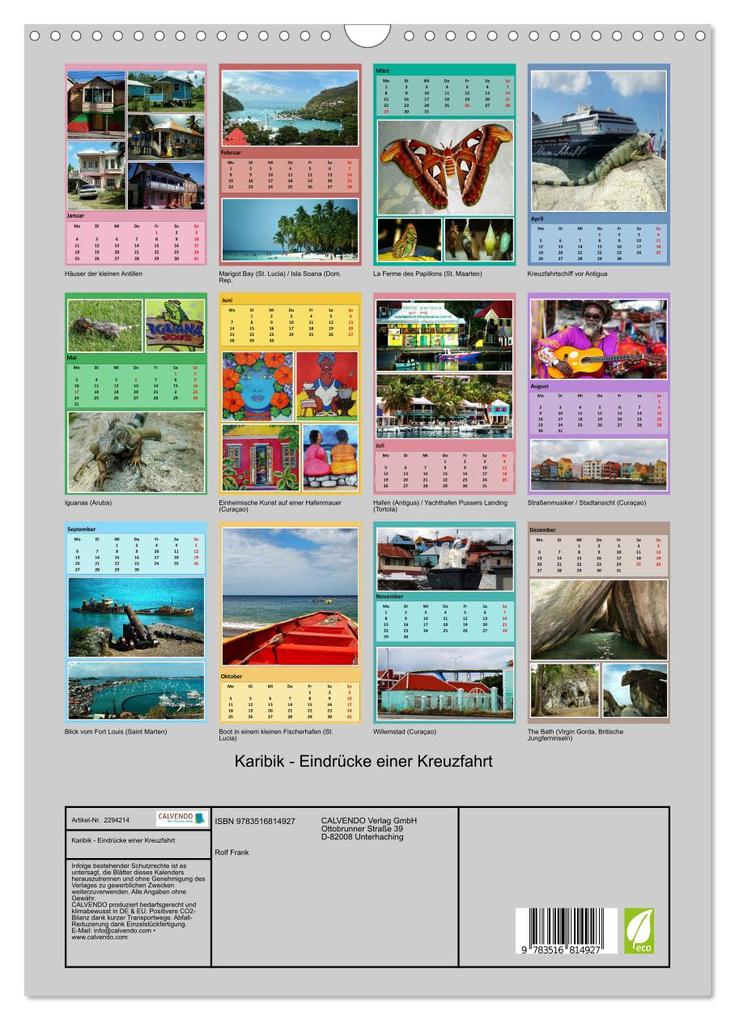 Weitere Ansicht: Karibik - Eindrücke einer Kreuzfahrt (Wandkalender 2027 DIN A3 hoch), CALVENDO Monatskalender | Calvendo, Rolf Frank