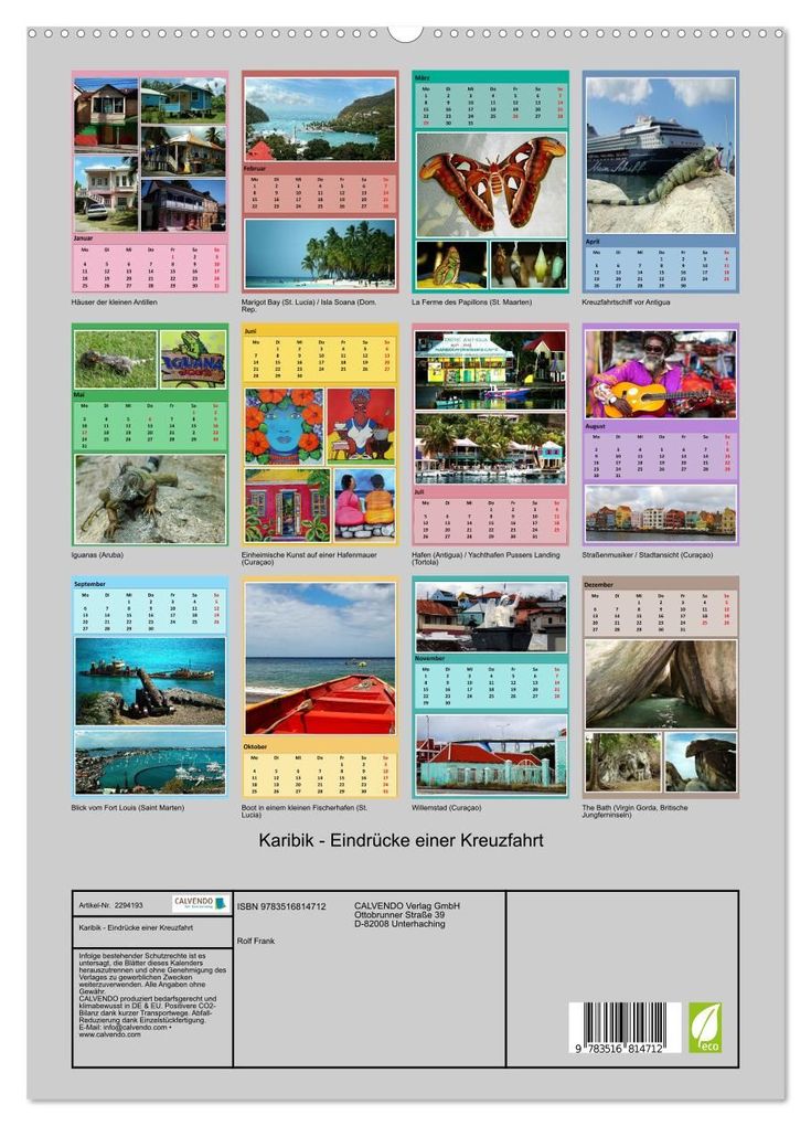 Weitere Ansicht: Karibik - Eindrücke einer Kreuzfahrt (hochwertiger Premium Wandkalender 2027 DIN A2 hoch), Kunstdruck in Hochglanz | Calvendo, Rolf Frank