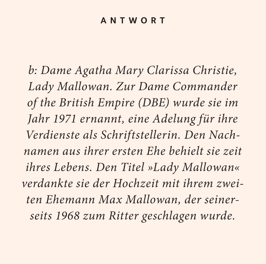 Weitere Ansicht: Agatha Christie-Quiz | Katja Scholz