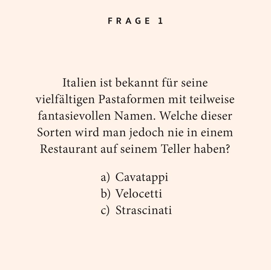 Weitere Ansicht: Pasta-Quiz | Johannes Quirin