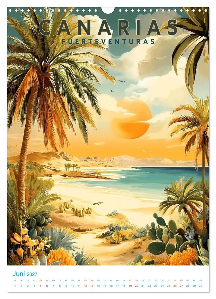 Weitere Ansicht: Kanarische Inseln - Old School Poster Style (Wandkalender 2027 DIN A3 hoch), CALVENDO Monatskalender | Calvendo, Val Thoermer