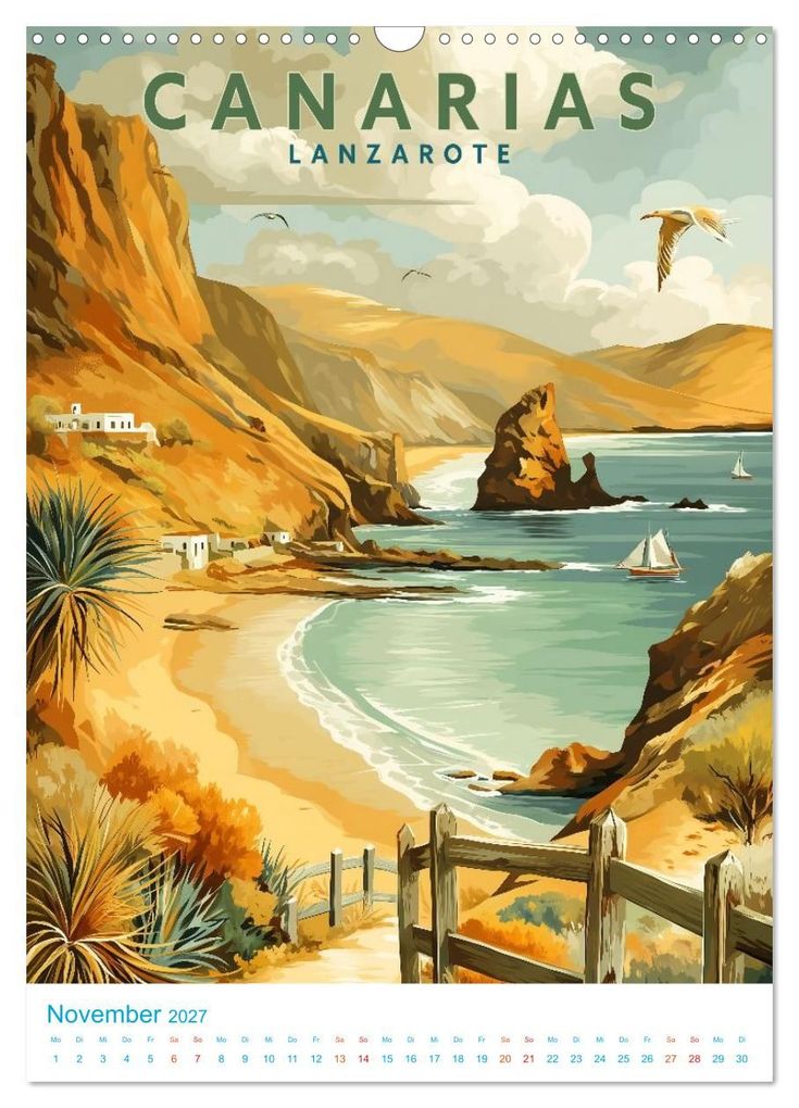 Weitere Ansicht: Kanarische Inseln - Old School Poster Style (Wandkalender 2027 DIN A3 hoch), CALVENDO Monatskalender | Calvendo, Val Thoermer