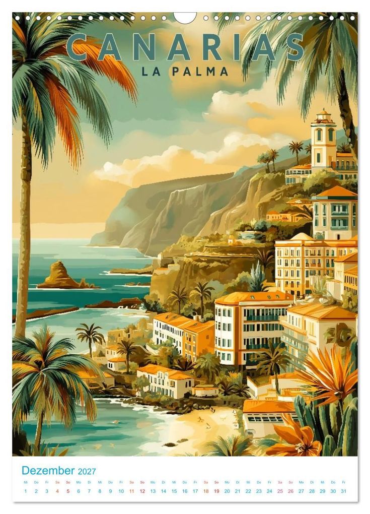 Weitere Ansicht: Kanarische Inseln - Old School Poster Style (Wandkalender 2027 DIN A3 hoch), CALVENDO Monatskalender | Calvendo, Val Thoermer