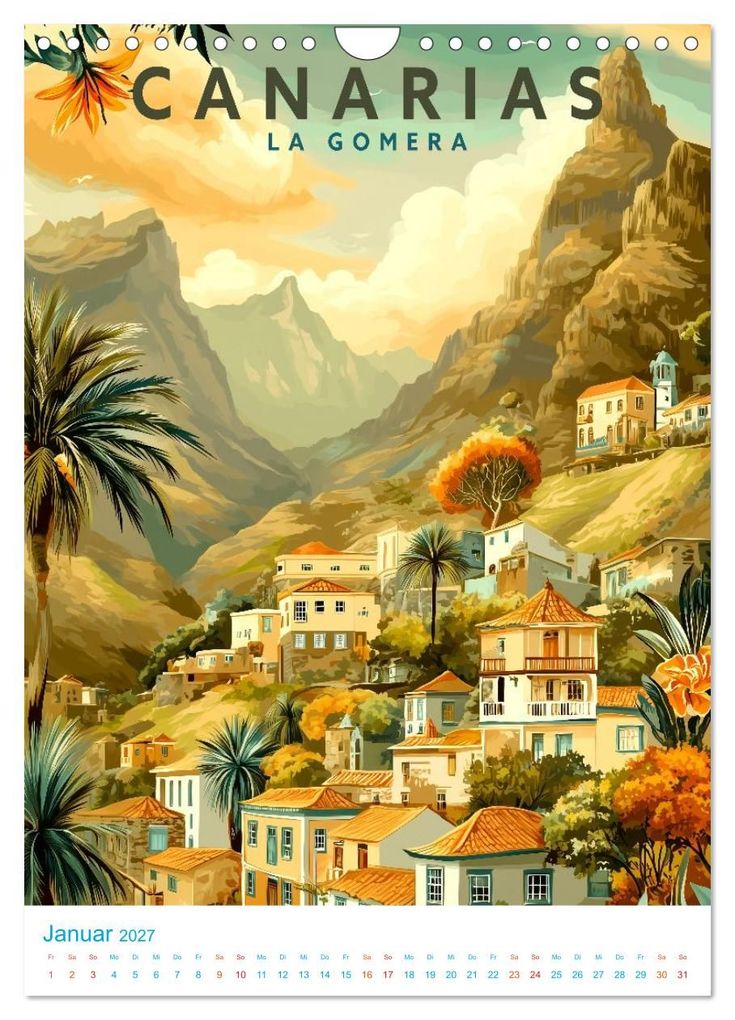 Weitere Ansicht: Kanarische Inseln - Old School Poster Style (Wandkalender 2027 DIN A4 hoch), CALVENDO Monatskalender | Calvendo, Val Thoermer