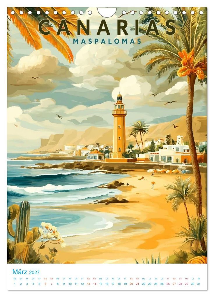 Weitere Ansicht: Kanarische Inseln - Old School Poster Style (Wandkalender 2027 DIN A4 hoch), CALVENDO Monatskalender | Calvendo, Val Thoermer