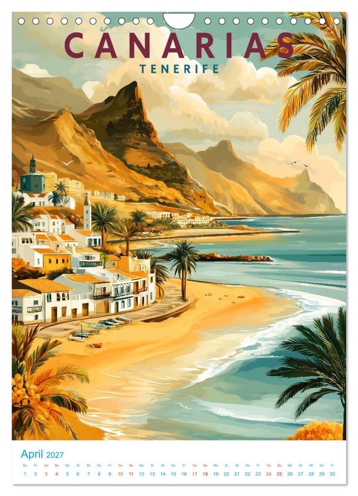 Weitere Ansicht: Kanarische Inseln - Old School Poster Style (Wandkalender 2027 DIN A4 hoch), CALVENDO Monatskalender | Calvendo, Val Thoermer