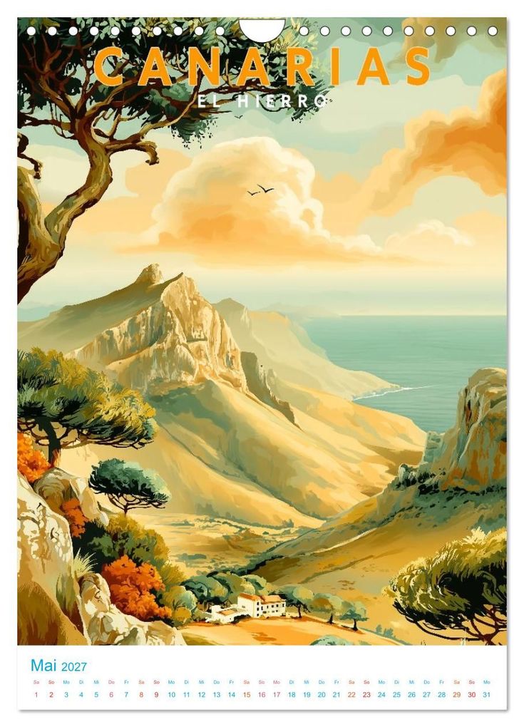 Weitere Ansicht: Kanarische Inseln - Old School Poster Style (Wandkalender 2027 DIN A4 hoch), CALVENDO Monatskalender | Calvendo, Val Thoermer