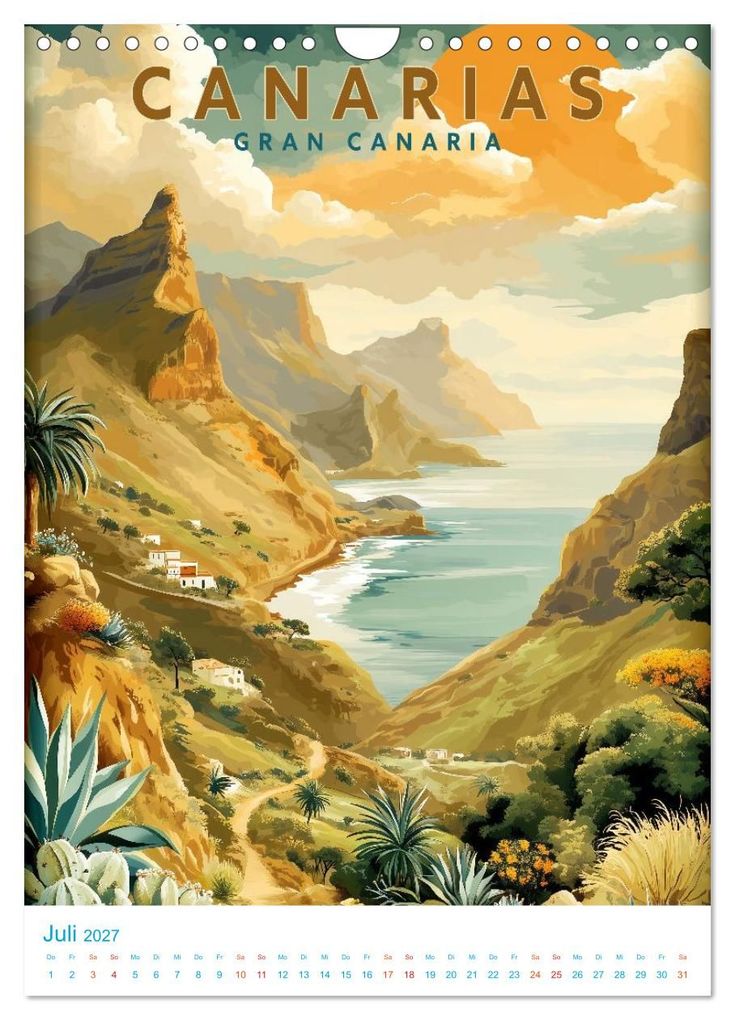Weitere Ansicht: Kanarische Inseln - Old School Poster Style (Wandkalender 2027 DIN A4 hoch), CALVENDO Monatskalender | Calvendo, Val Thoermer