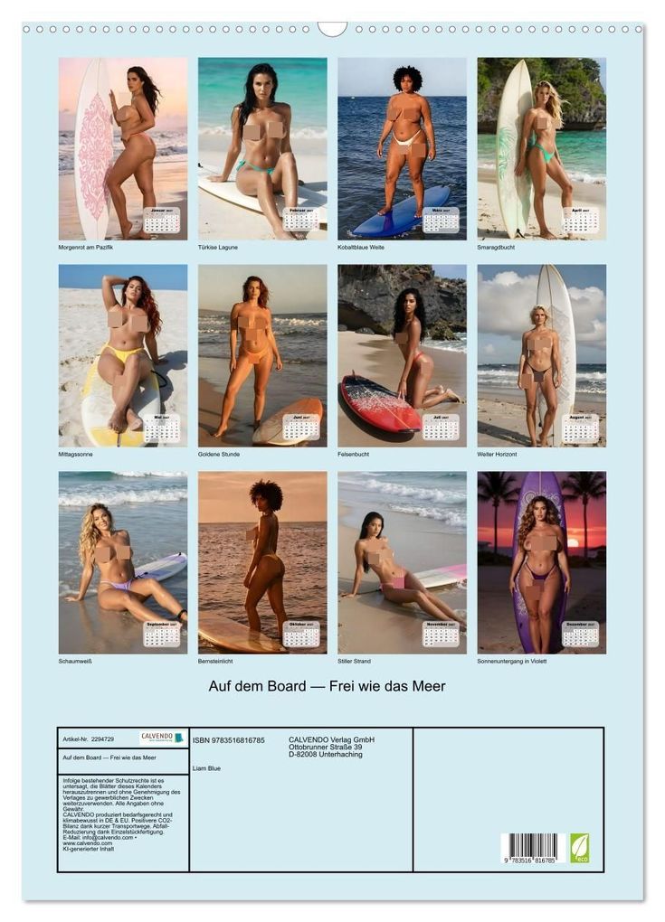 Weitere Ansicht: Auf dem Board - Frei wie das Meer (Wandkalender 2027 DIN A2 hoch), CALVENDO Monatskalender | Calvendo, Liam Blue