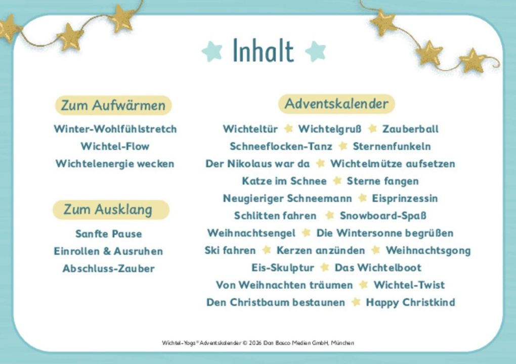 Weitere Ansicht: Wichtel-Yoga-Adventskalender. 24 Asanas für die Winter- und Weihnachtszeit | Gabriele Pohl