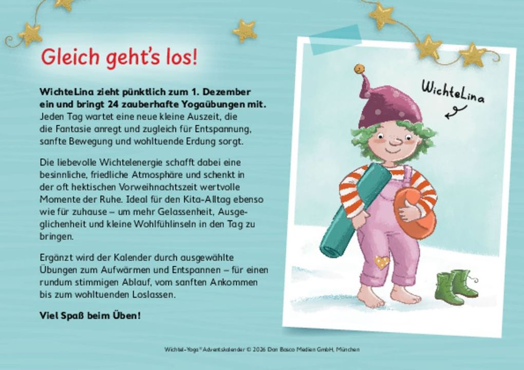 Weitere Ansicht: Wichtel-Yoga-Adventskalender. 24 Asanas für die Winter- und Weihnachtszeit | Gabriele Pohl