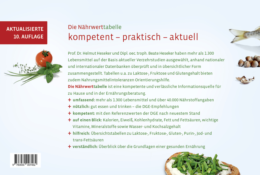 Weitere Ansicht: Die Nährwerttabelle | Helmut Heseker, Beate oec. troph. Heseker