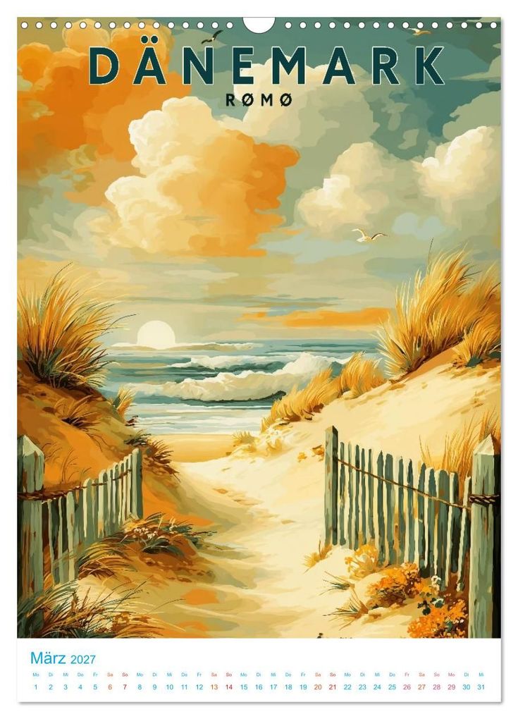 Weitere Ansicht: Dänemark - Old School Poster Style (Wandkalender 2027 DIN A3 hoch), CALVENDO Monatskalender | Calvendo, Val Thoermer