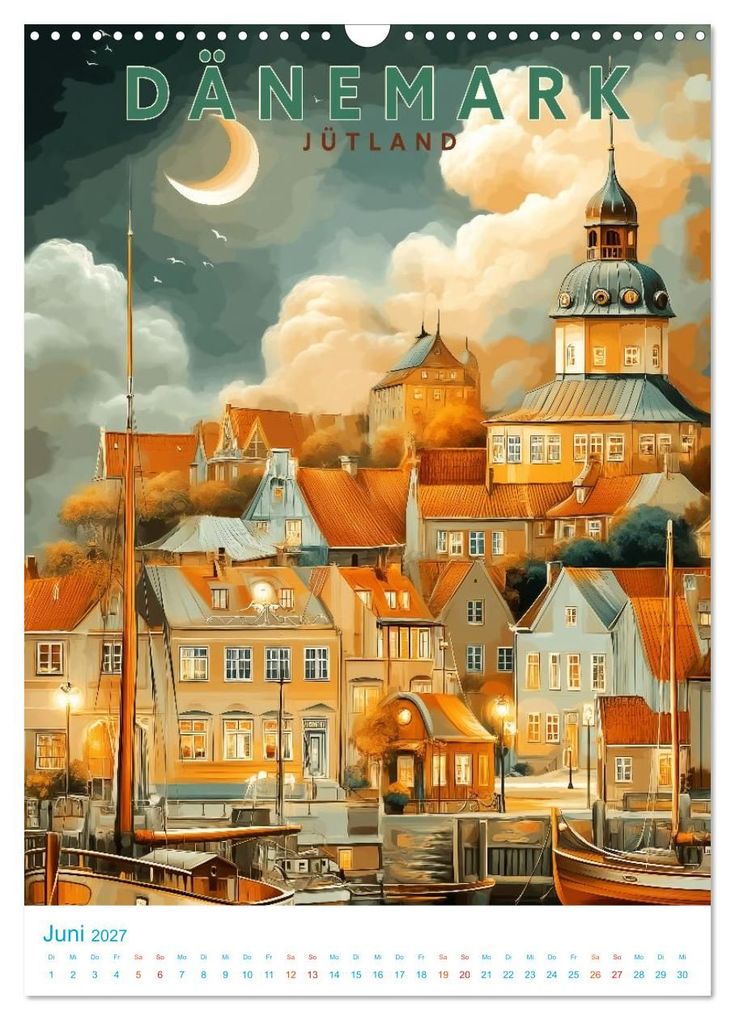 Weitere Ansicht: Dänemark - Old School Poster Style (Wandkalender 2027 DIN A3 hoch), CALVENDO Monatskalender | Calvendo, Val Thoermer