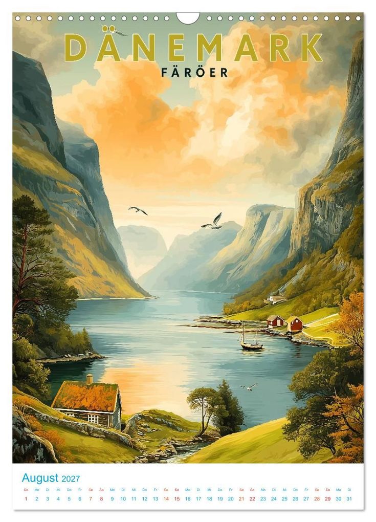 Weitere Ansicht: Dänemark - Old School Poster Style (Wandkalender 2027 DIN A3 hoch), CALVENDO Monatskalender | Calvendo, Val Thoermer