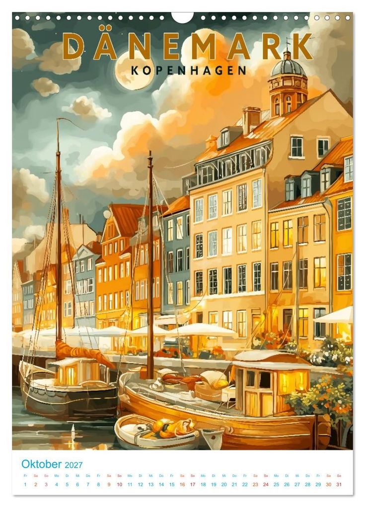Weitere Ansicht: Dänemark - Old School Poster Style (Wandkalender 2027 DIN A3 hoch), CALVENDO Monatskalender | Calvendo, Val Thoermer
