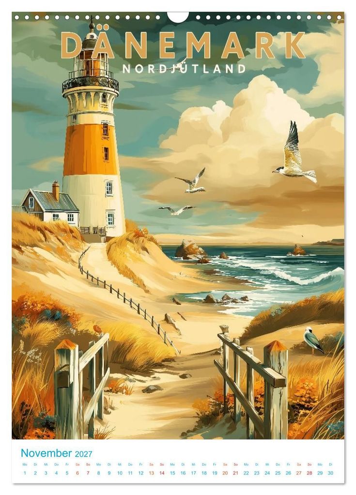 Weitere Ansicht: Dänemark - Old School Poster Style (Wandkalender 2027 DIN A3 hoch), CALVENDO Monatskalender | Calvendo, Val Thoermer
