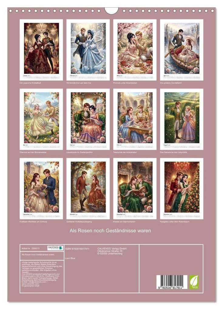 Weitere Ansicht: Als Rosen noch Geständnisse waren (Wandkalender 2027 DIN A3 hoch), CALVENDO Monatskalender | Calvendo, Liam Blue