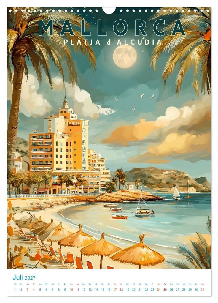 Weitere Ansicht: Mallorca - Old School Poster Style (Wandkalender 2027 DIN A3 hoch), CALVENDO Monatskalender | Calvendo, Val Thoermer