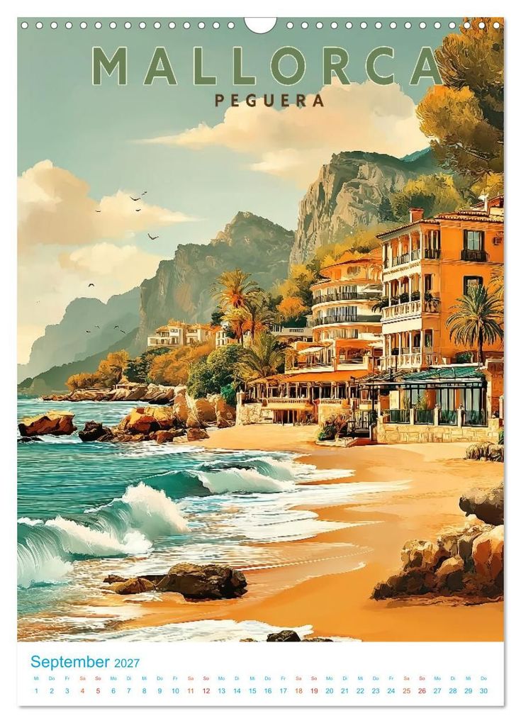 Weitere Ansicht: Mallorca - Old School Poster Style (Wandkalender 2027 DIN A3 hoch), CALVENDO Monatskalender | Calvendo, Val Thoermer