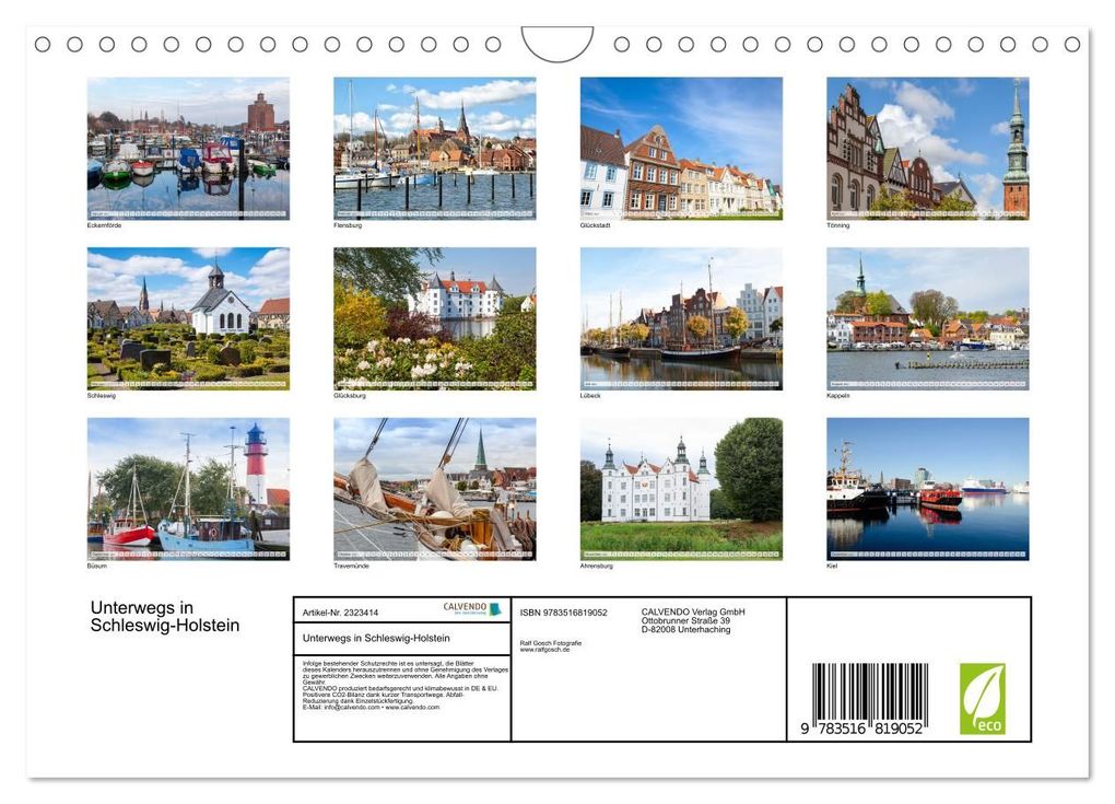 Weitere Ansicht: Unterwegs in Schleswig-Holstein (Wandkalender 2027 DIN A4 quer), CALVENDO Monatskalender | Calvendo, Ralf Gosch