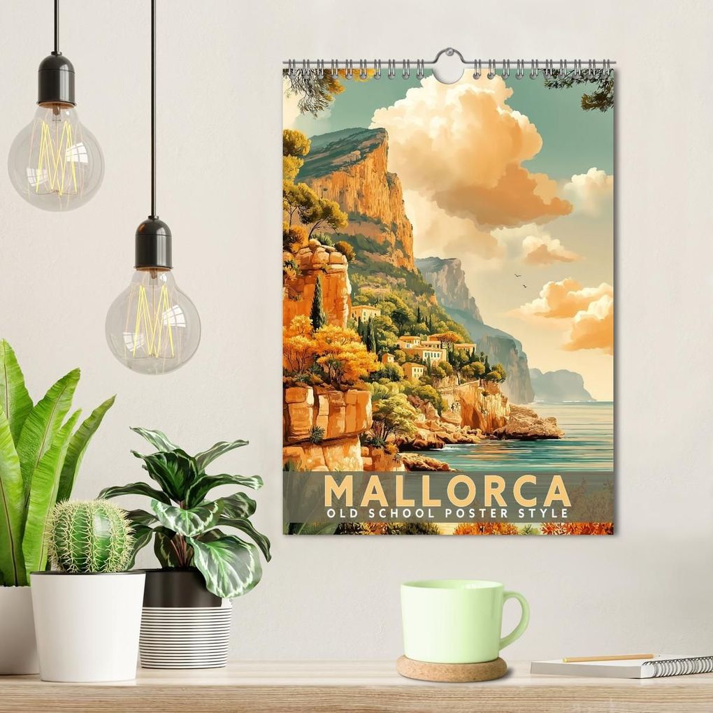 Weitere Ansicht: Mallorca - Old School Poster Style (Wandkalender 2027 DIN A4 hoch), CALVENDO Monatskalender | Calvendo, Val Thoermer