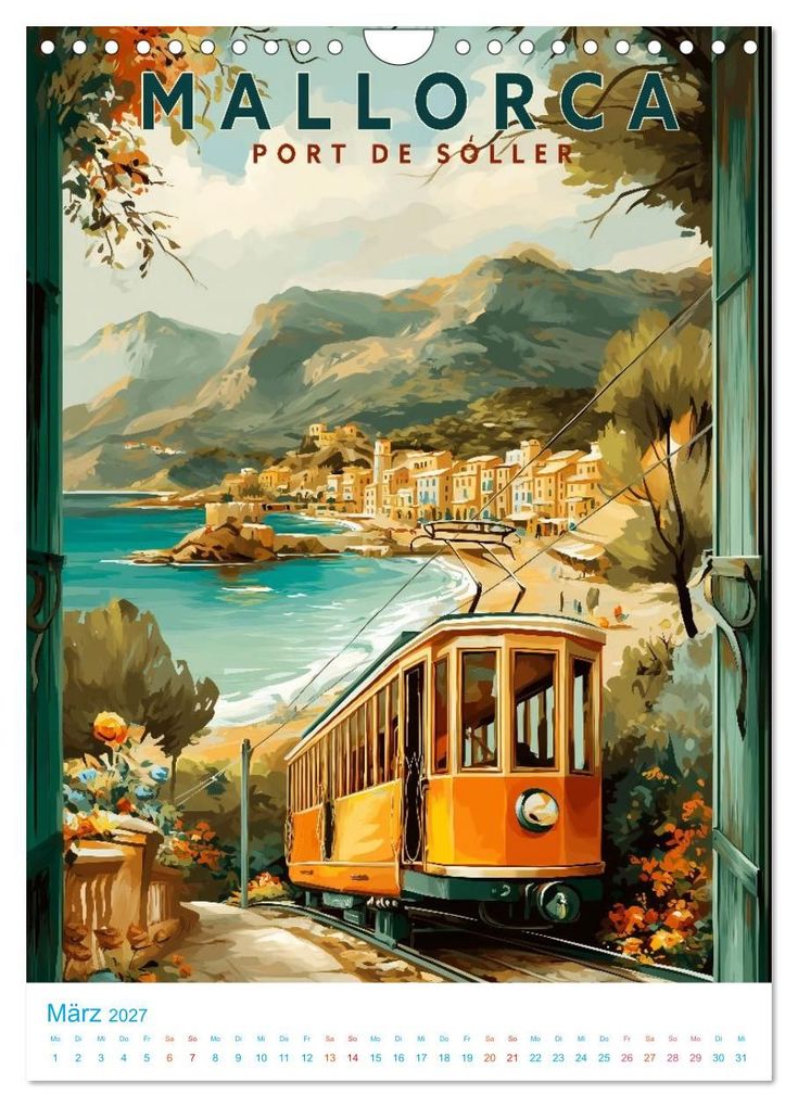 Weitere Ansicht: Mallorca - Old School Poster Style (Wandkalender 2027 DIN A4 hoch), CALVENDO Monatskalender | Calvendo, Val Thoermer