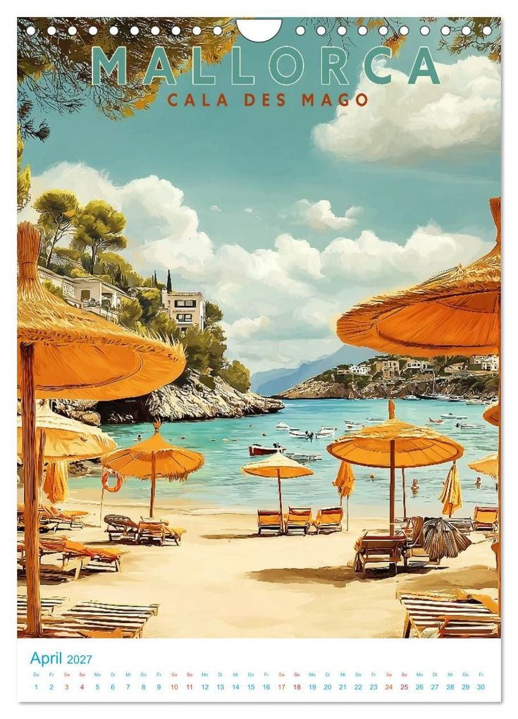 Weitere Ansicht: Mallorca - Old School Poster Style (Wandkalender 2027 DIN A4 hoch), CALVENDO Monatskalender | Calvendo, Val Thoermer