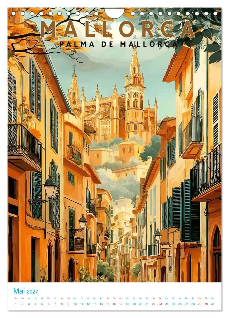 Weitere Ansicht: Mallorca - Old School Poster Style (Wandkalender 2027 DIN A4 hoch), CALVENDO Monatskalender | Calvendo, Val Thoermer