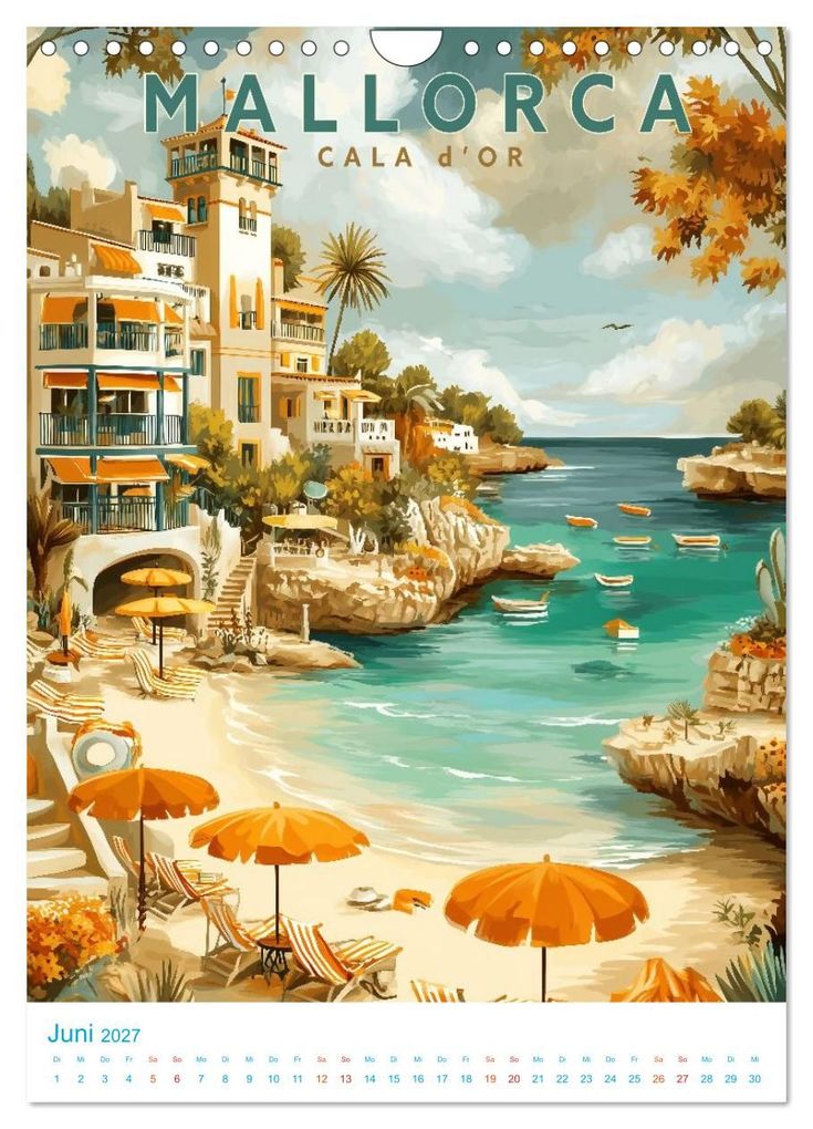Weitere Ansicht: Mallorca - Old School Poster Style (Wandkalender 2027 DIN A4 hoch), CALVENDO Monatskalender | Calvendo, Val Thoermer