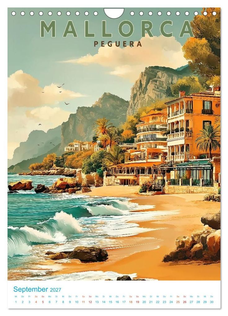 Weitere Ansicht: Mallorca - Old School Poster Style (Wandkalender 2027 DIN A4 hoch), CALVENDO Monatskalender | Calvendo, Val Thoermer