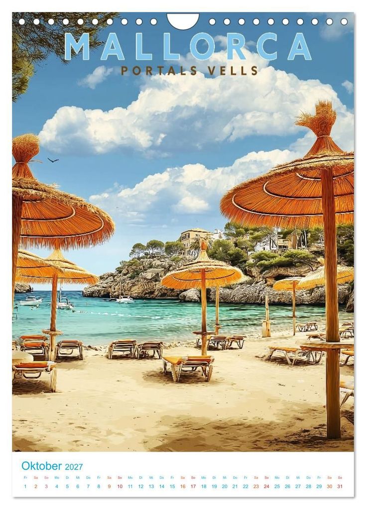 Weitere Ansicht: Mallorca - Old School Poster Style (Wandkalender 2027 DIN A4 hoch), CALVENDO Monatskalender | Calvendo, Val Thoermer