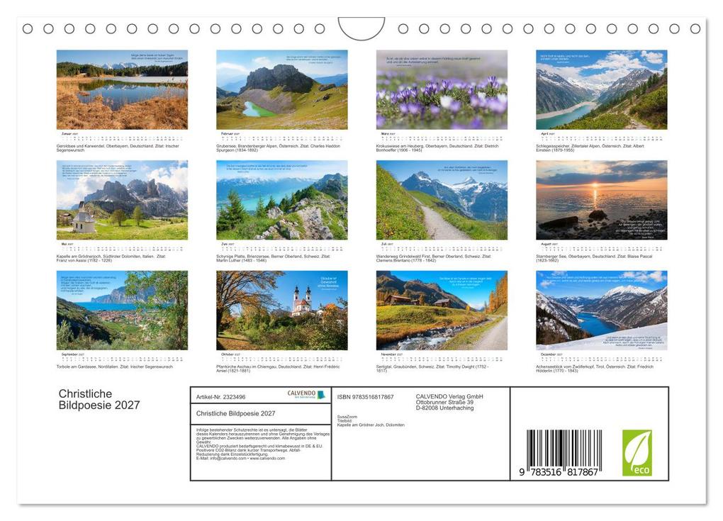 Weitere Ansicht: Christliche Bildpoesie 2027 (Wandkalender 2027 DIN A4 quer), CALVENDO Monatskalender | Calvendo, SusaZoom, SusaZoom SusaZoom