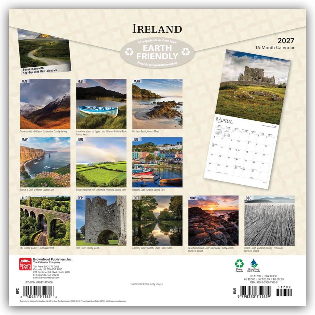 Weitere Ansicht: Ireland - Irland 2027 - 16-Monatskalender | Browntrout Publishers
