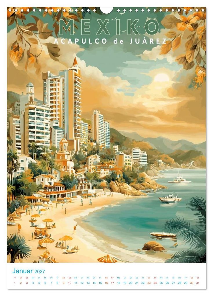 Weitere Ansicht: Mexiko - Old School Poster Style (Wandkalender 2027 DIN A3 hoch), CALVENDO Monatskalender | Calvendo, Val Thoermer