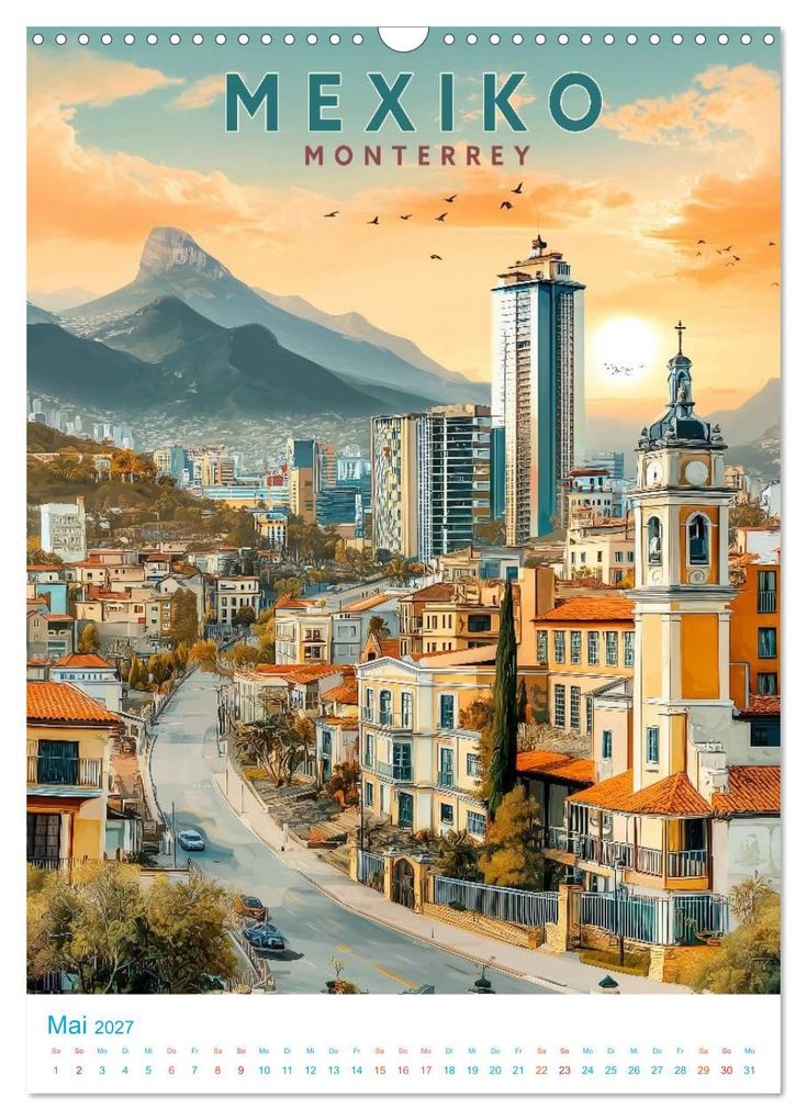 Weitere Ansicht: Mexiko - Old School Poster Style (Wandkalender 2027 DIN A3 hoch), CALVENDO Monatskalender | Calvendo, Val Thoermer