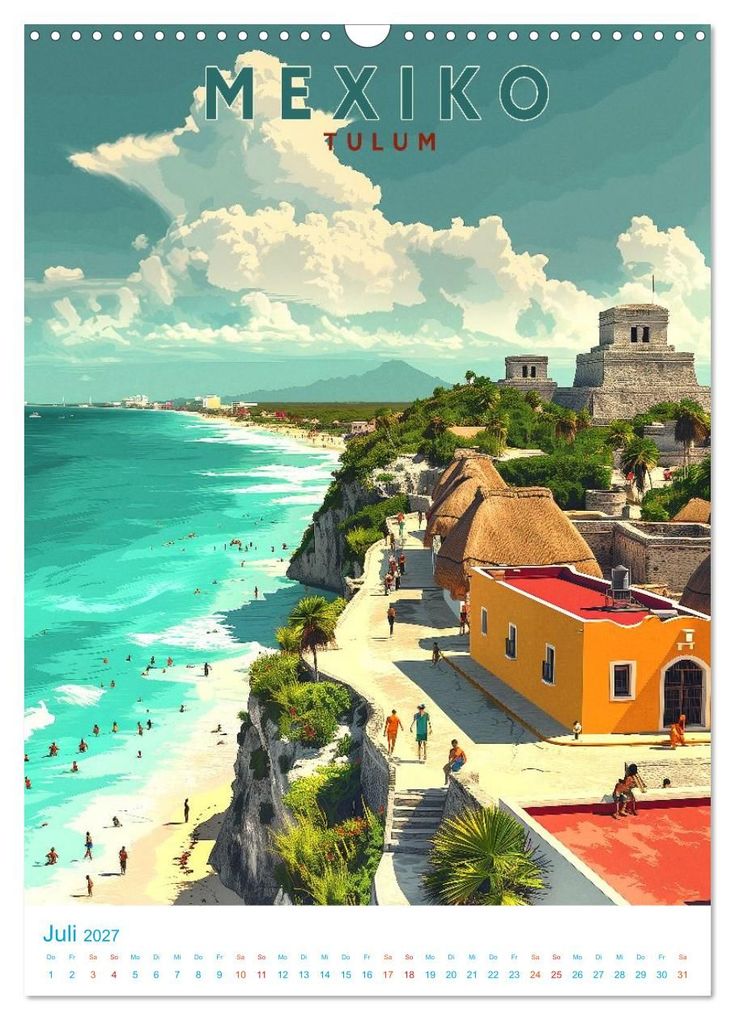 Weitere Ansicht: Mexiko - Old School Poster Style (Wandkalender 2027 DIN A3 hoch), CALVENDO Monatskalender | Calvendo, Val Thoermer
