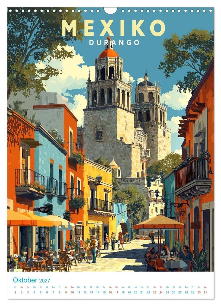 Weitere Ansicht: Mexiko - Old School Poster Style (Wandkalender 2027 DIN A3 hoch), CALVENDO Monatskalender | Calvendo, Val Thoermer