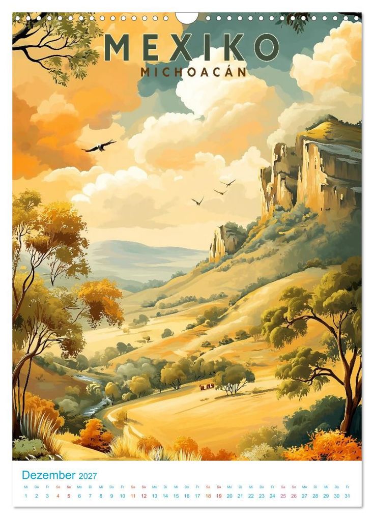 Weitere Ansicht: Mexiko - Old School Poster Style (Wandkalender 2027 DIN A3 hoch), CALVENDO Monatskalender | Calvendo, Val Thoermer