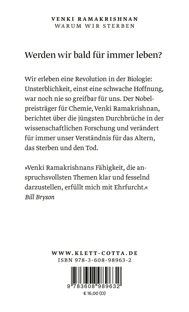 Weitere Ansicht: Warum wir sterben | Venki Ramakrishnan