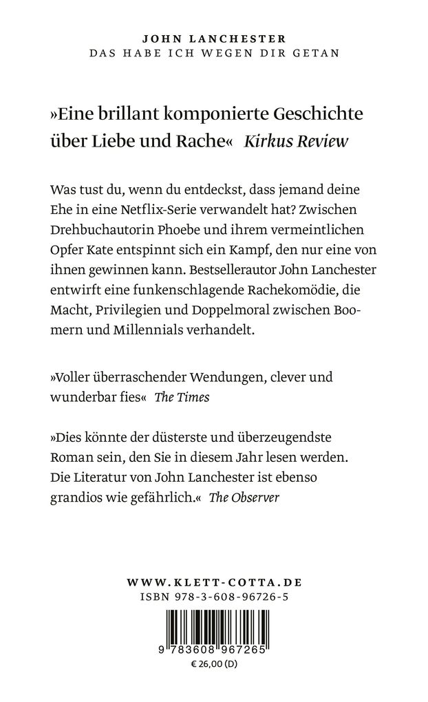 Weitere Ansicht: Das habe ich wegen dir getan | John Lanchester
