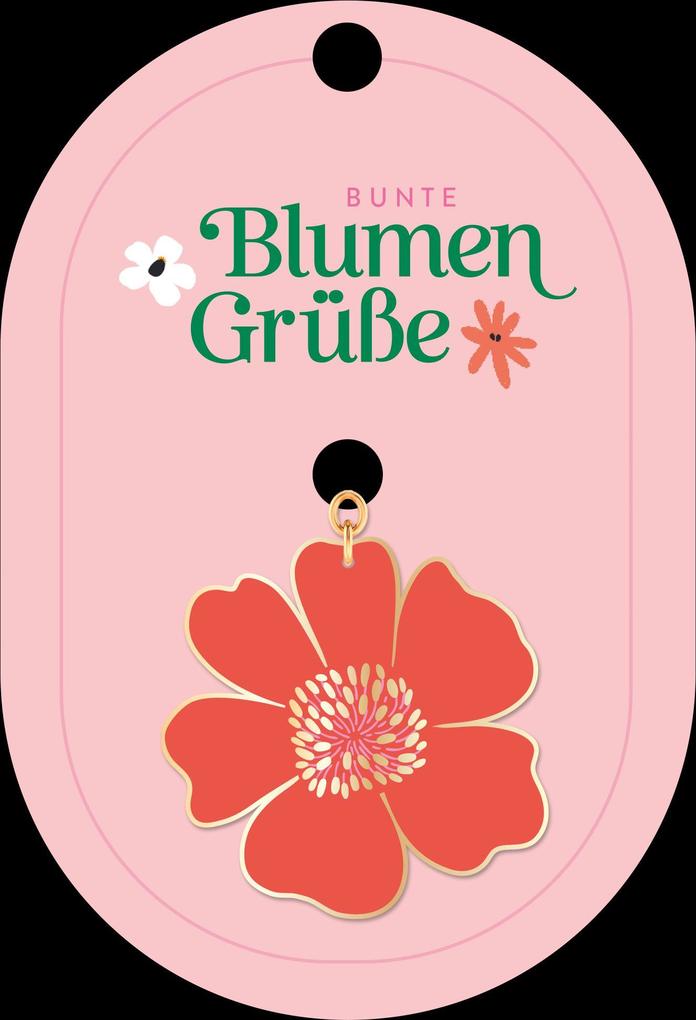 Weitere Ansicht: Bunte Blumengrüße Emaille-Schlüsselanhänger Blume rosa