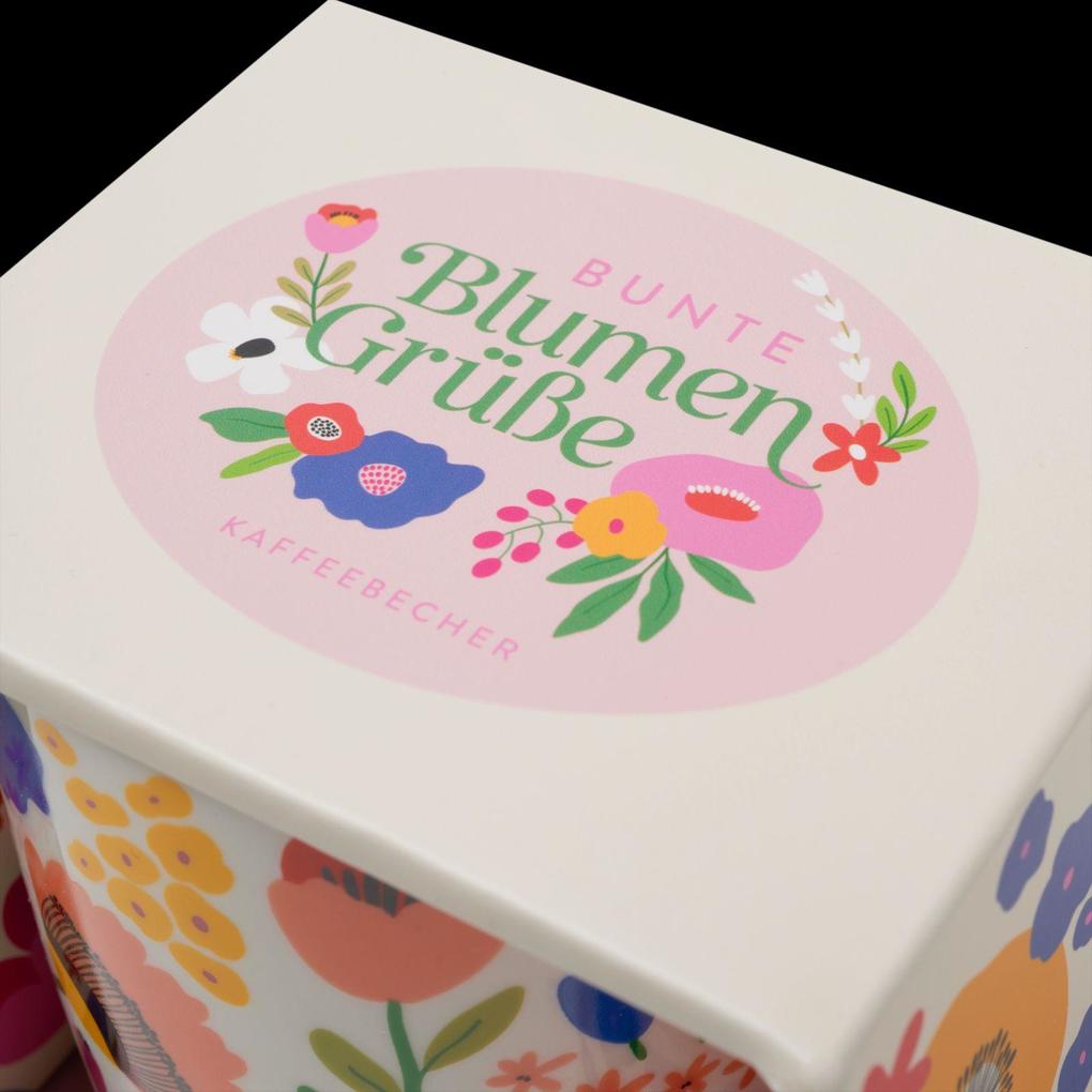 Weitere Ansicht: Bunte Blumengrüße Kaffeebecher beige, 350 ml