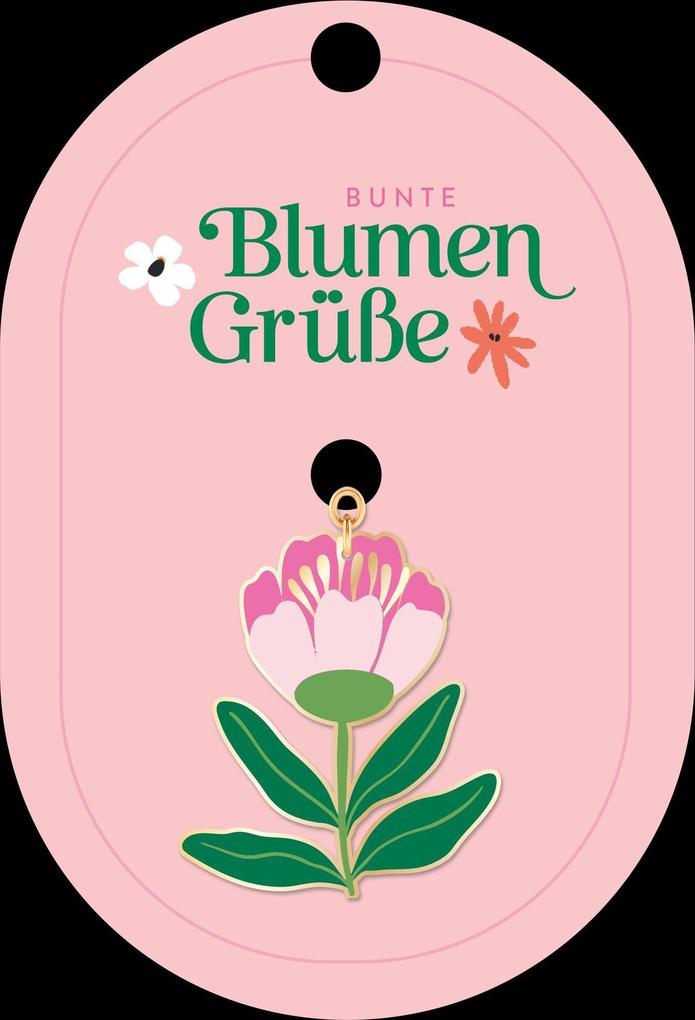 Weitere Ansicht: Bunte Blumengrüße Emaille-Schlüsselanhänger rosa