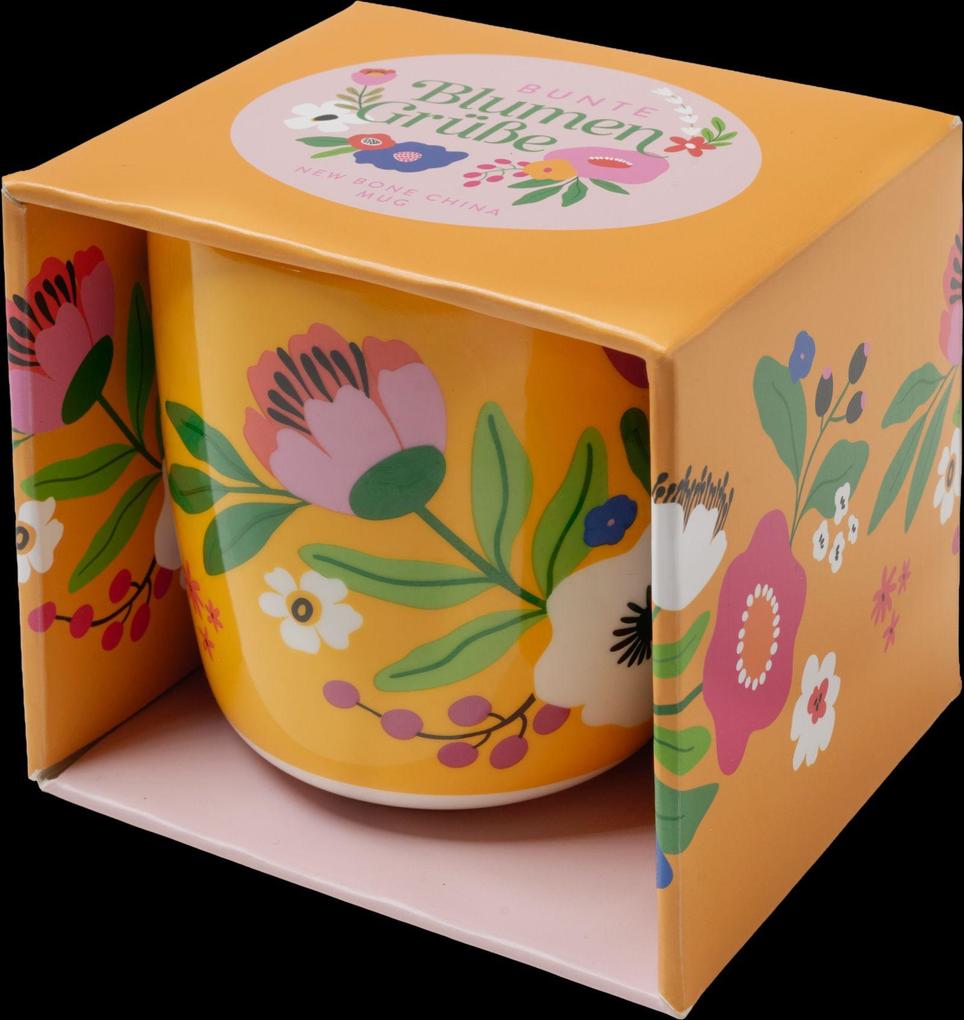 Weitere Ansicht: Bunte Blumengrüße Kaffeebecher gelb, 350 ml